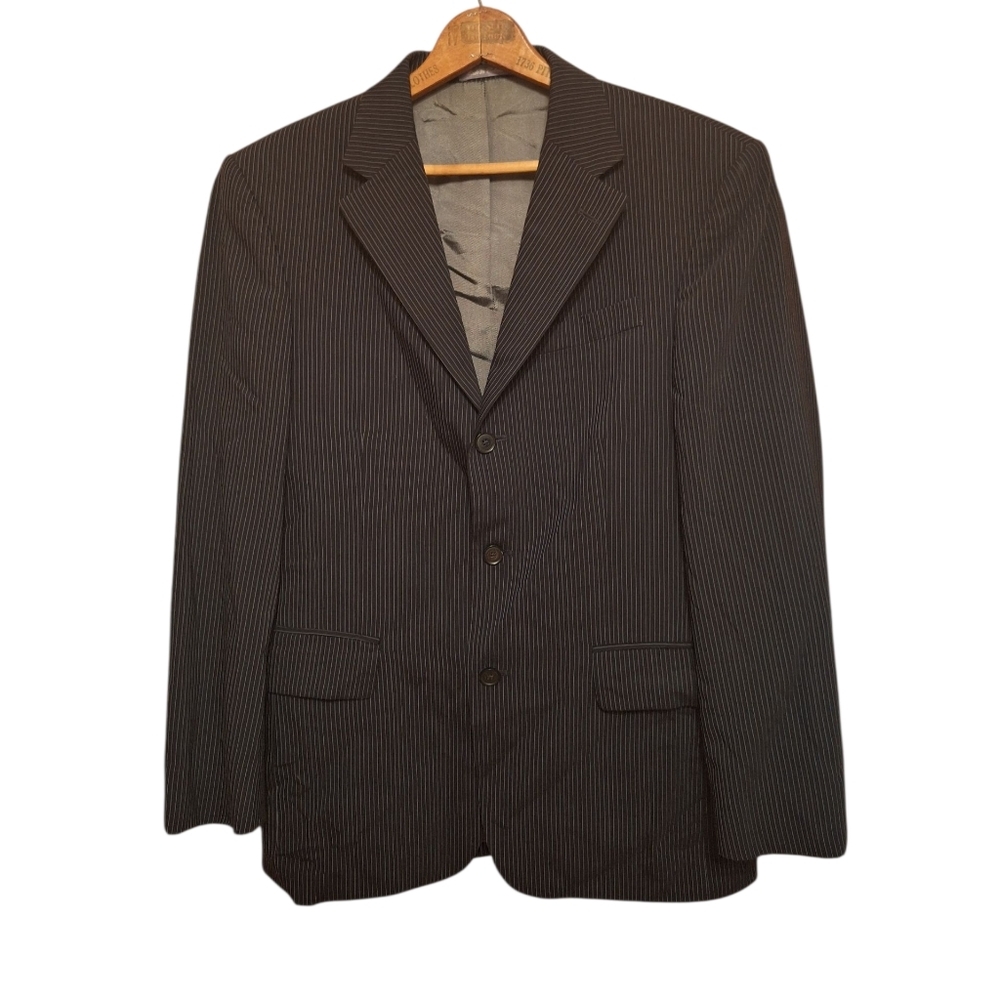 Oscar de la Renta Men's Sport Coat 39R Black / Gray Pinstripe Wool VTG Old Money